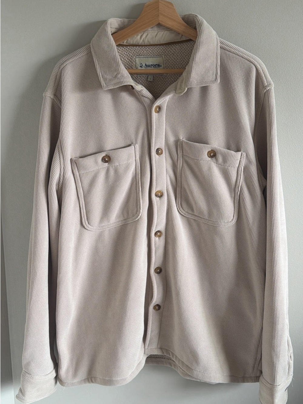 Aurora Men’s Cream Lightweight Shirt Jacket